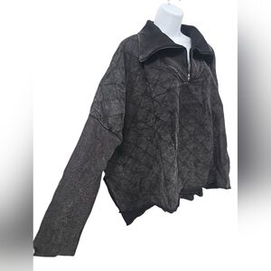 NWT Bibi Womens Quilted Black 1/4 Zip Jacket Size L Oversized